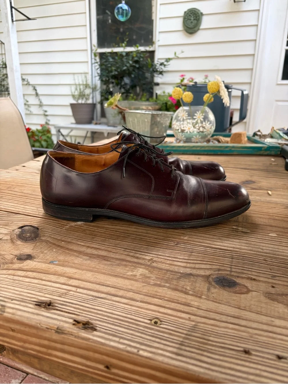 Cole Haan Men’s 13D Burgundy Oxblood Leather Cap Toe Derby Dress Shoes